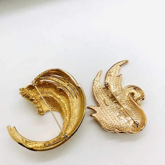 Vintage Signed Brooch Lot Swan - Picture 3 of 10